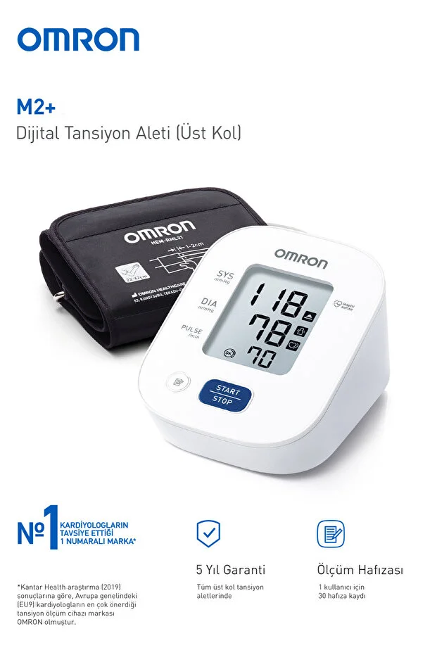 Omron M2+ Wide Cuff Upper Arm Battery Operated Digital Blood Pressure Monitor – 30 Measurement Memory, - Image 2