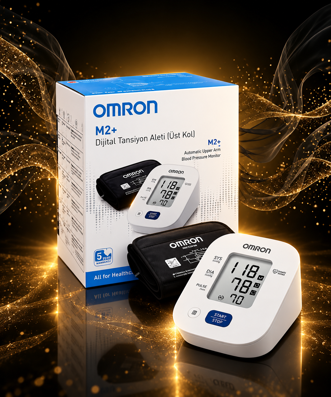 Omron M2+ Wide Cuff Upper Arm Battery Operated Digital Blood Pressure Monitor – 30 Measurement Memory,
