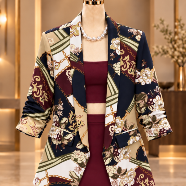 Floral & Chain Print Blazer